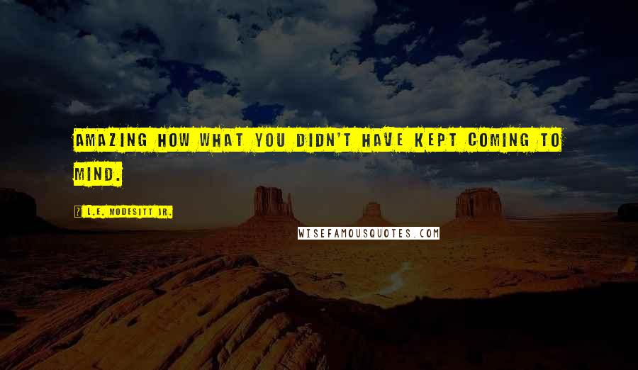 L.E. Modesitt Jr. Quotes: Amazing how what you didn't have kept coming to mind.