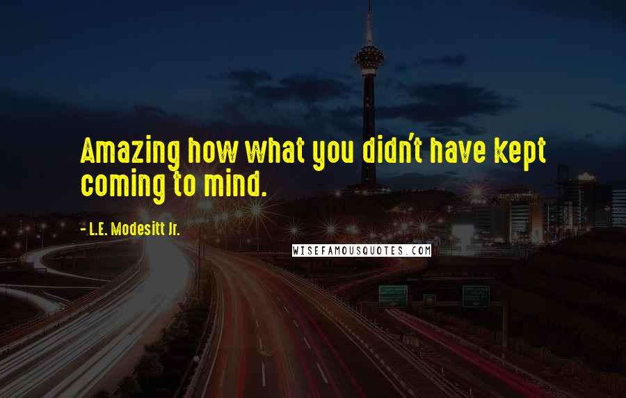 L.E. Modesitt Jr. Quotes: Amazing how what you didn't have kept coming to mind.