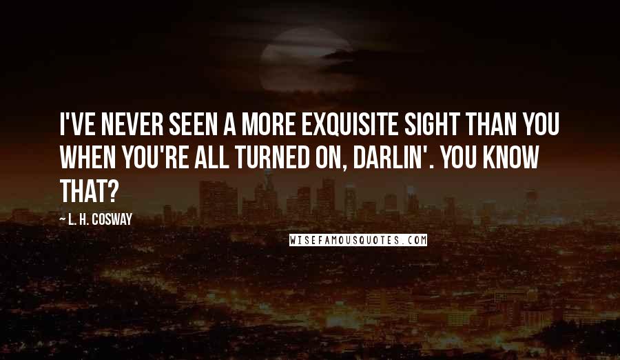 L. H. Cosway Quotes: I've never seen a more exquisite sight than you when you're all turned on, darlin'. You know that?