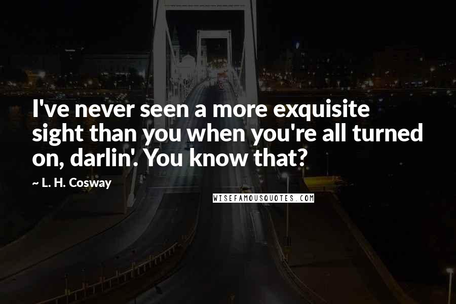 L. H. Cosway Quotes: I've never seen a more exquisite sight than you when you're all turned on, darlin'. You know that?