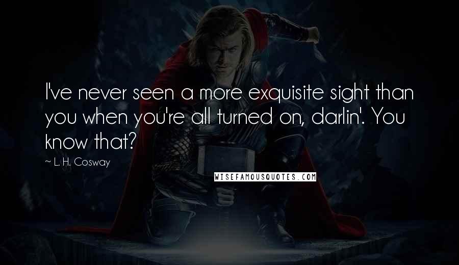 L. H. Cosway Quotes: I've never seen a more exquisite sight than you when you're all turned on, darlin'. You know that?