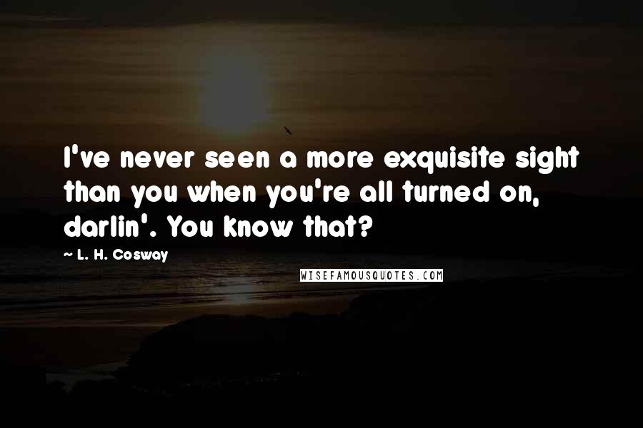 L. H. Cosway Quotes: I've never seen a more exquisite sight than you when you're all turned on, darlin'. You know that?
