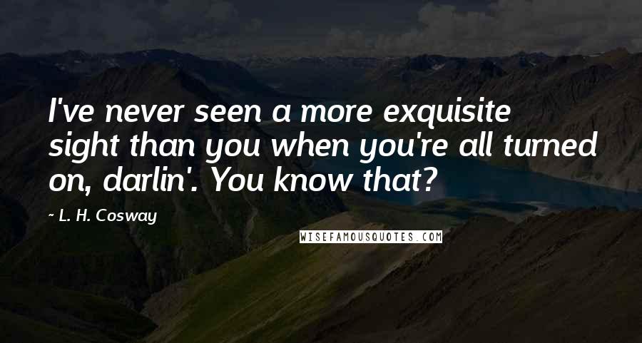 L. H. Cosway Quotes: I've never seen a more exquisite sight than you when you're all turned on, darlin'. You know that?