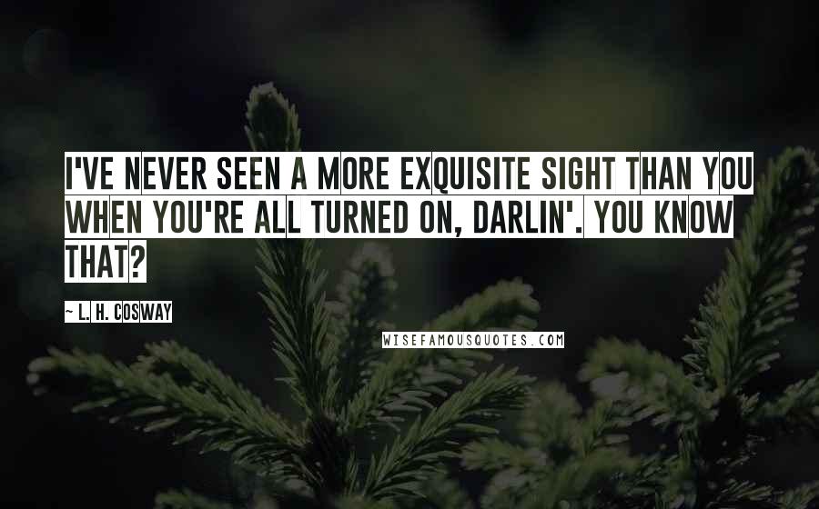 L. H. Cosway Quotes: I've never seen a more exquisite sight than you when you're all turned on, darlin'. You know that?