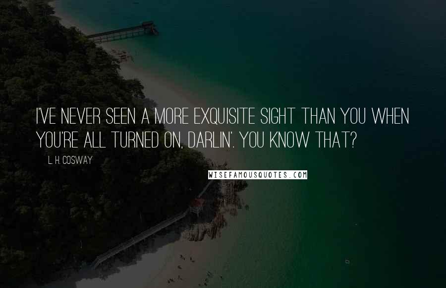L. H. Cosway Quotes: I've never seen a more exquisite sight than you when you're all turned on, darlin'. You know that?