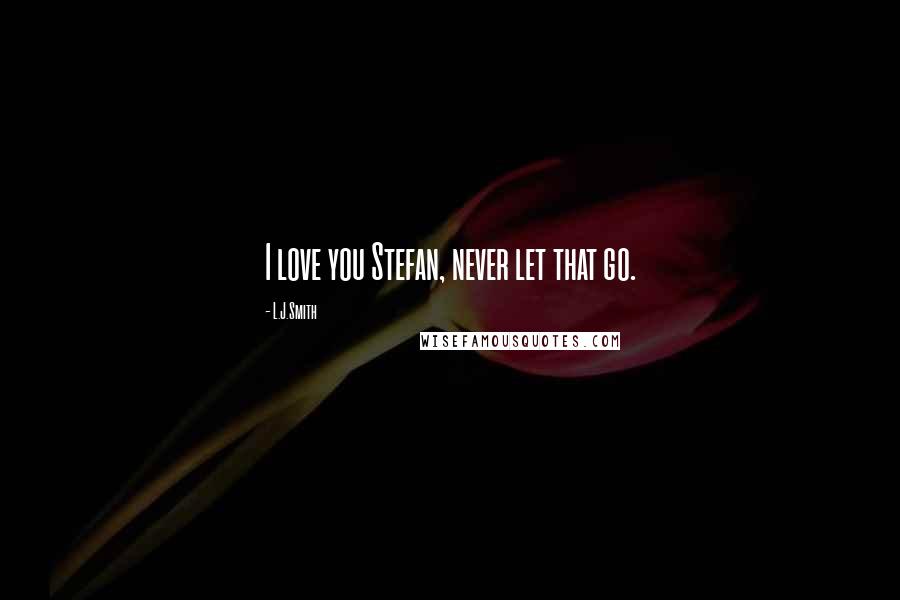 L.J.Smith Quotes: I love you Stefan, never let that go.