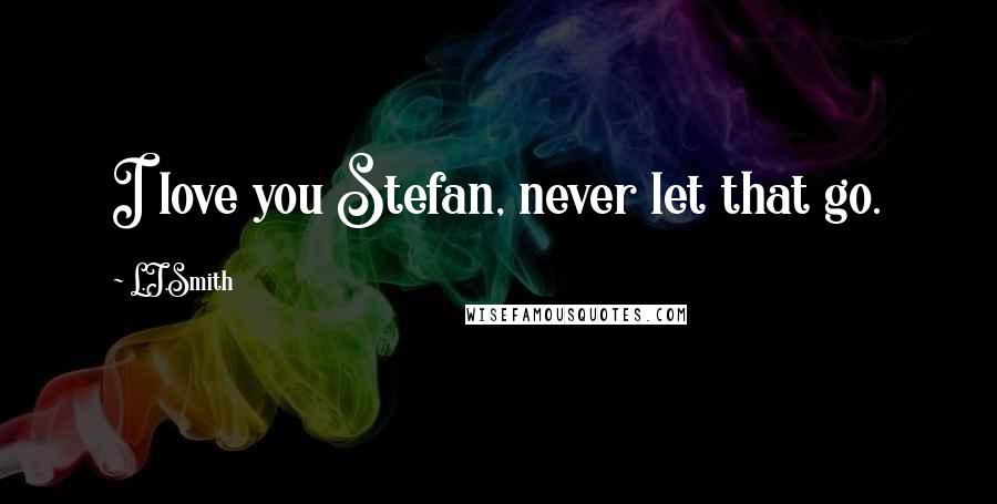 L.J.Smith Quotes: I love you Stefan, never let that go.