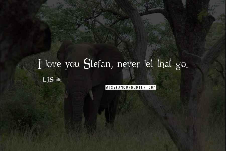 L.J.Smith Quotes: I love you Stefan, never let that go.