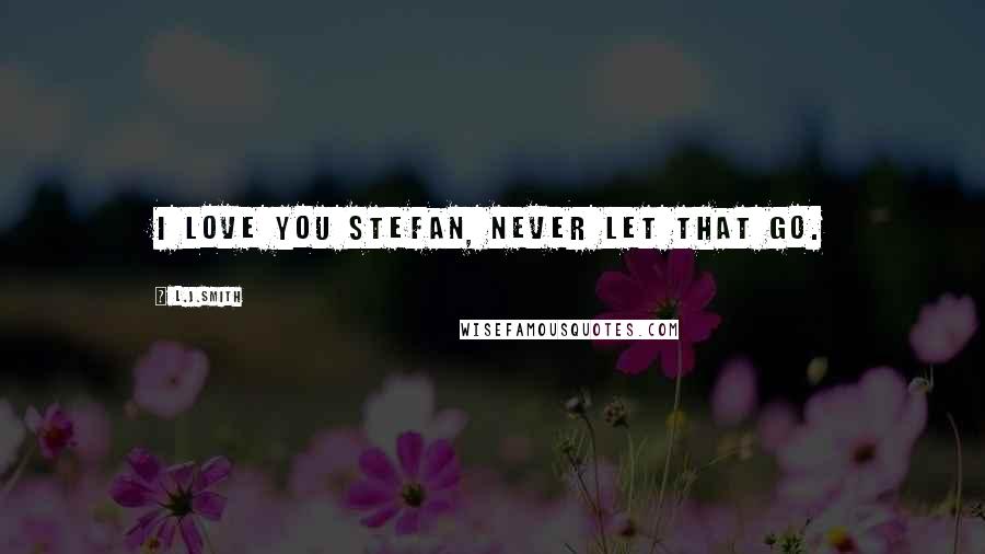 L.J.Smith Quotes: I love you Stefan, never let that go.