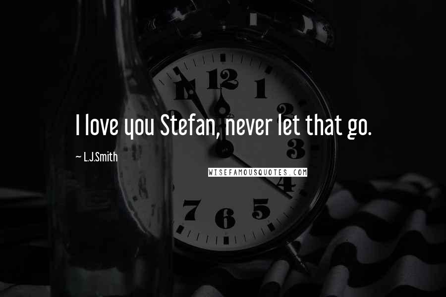 L.J.Smith Quotes: I love you Stefan, never let that go.