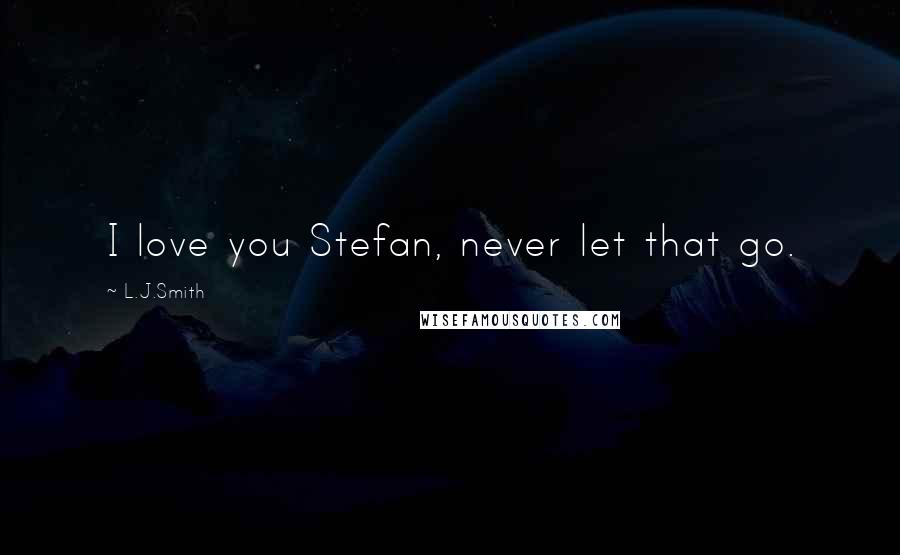 L.J.Smith Quotes: I love you Stefan, never let that go.