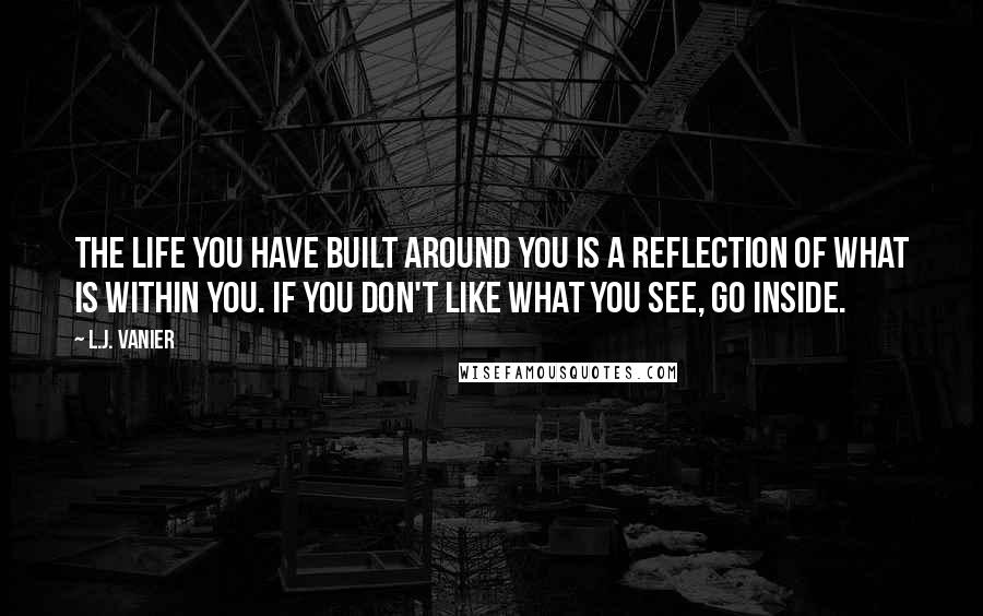 L.J. Vanier Quotes: The life you have built around you is a reflection of what is within you. If you don't like what you see, go inside.