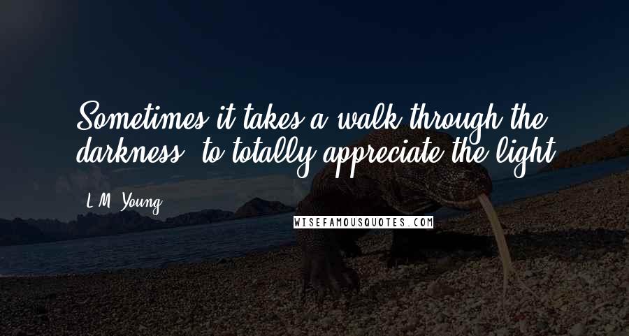 L.M. Young Quotes: Sometimes it takes a walk through the darkness; to totally appreciate the light