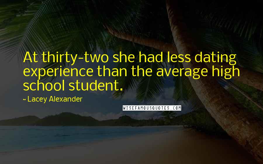 Lacey Alexander Quotes: At thirty-two she had less dating experience than the average high school student.