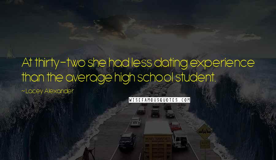 Lacey Alexander Quotes: At thirty-two she had less dating experience than the average high school student.