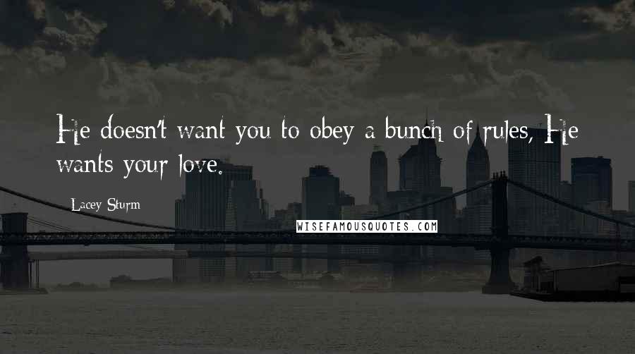 Lacey Sturm Quotes: He doesn't want you to obey a bunch of rules, He wants your love.