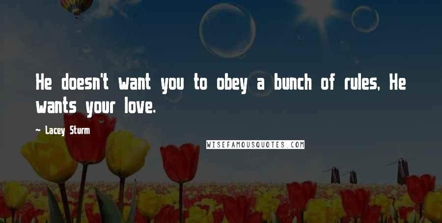 Lacey Sturm Quotes: He doesn't want you to obey a bunch of rules, He wants your love.