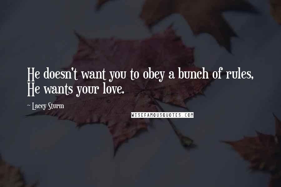 Lacey Sturm Quotes: He doesn't want you to obey a bunch of rules, He wants your love.