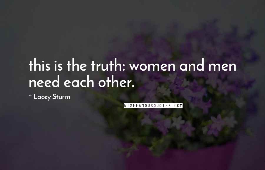 Lacey Sturm Quotes: this is the truth: women and men need each other.