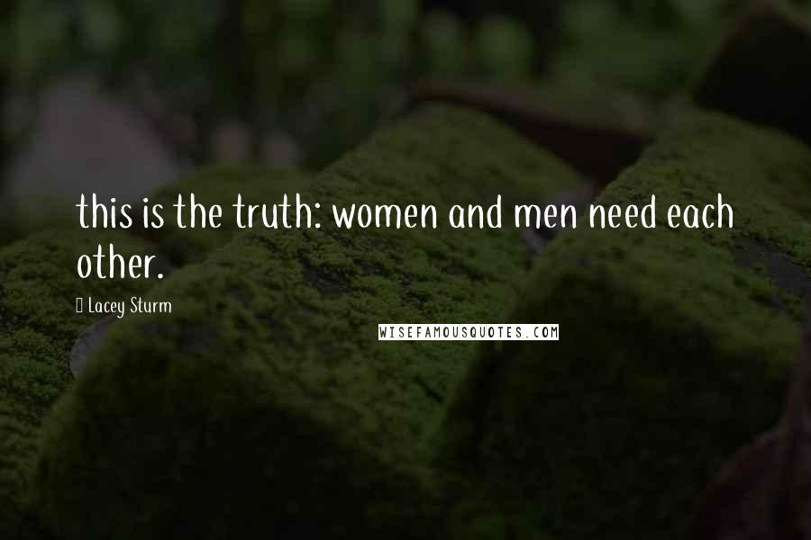 Lacey Sturm Quotes: this is the truth: women and men need each other.