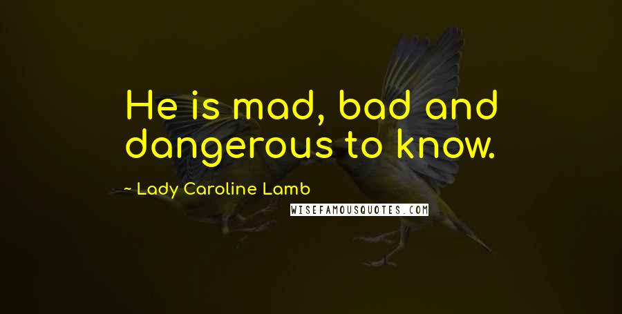 Lady Caroline Lamb Quotes: He is mad, bad and dangerous to know.