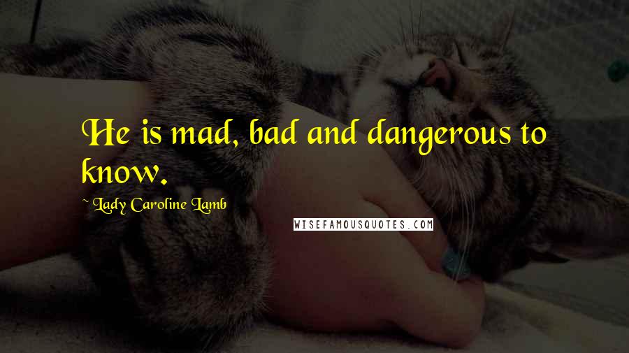 Lady Caroline Lamb Quotes: He is mad, bad and dangerous to know.