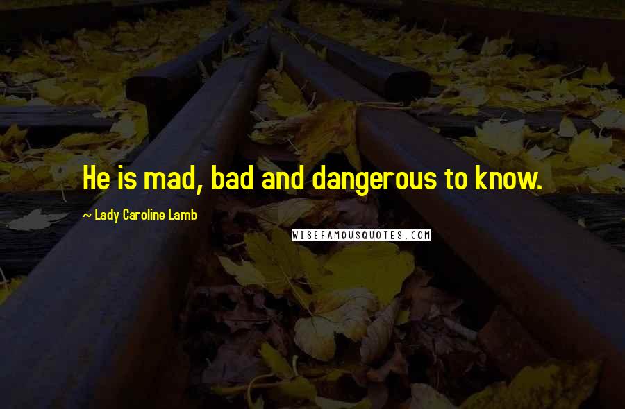Lady Caroline Lamb Quotes: He is mad, bad and dangerous to know.