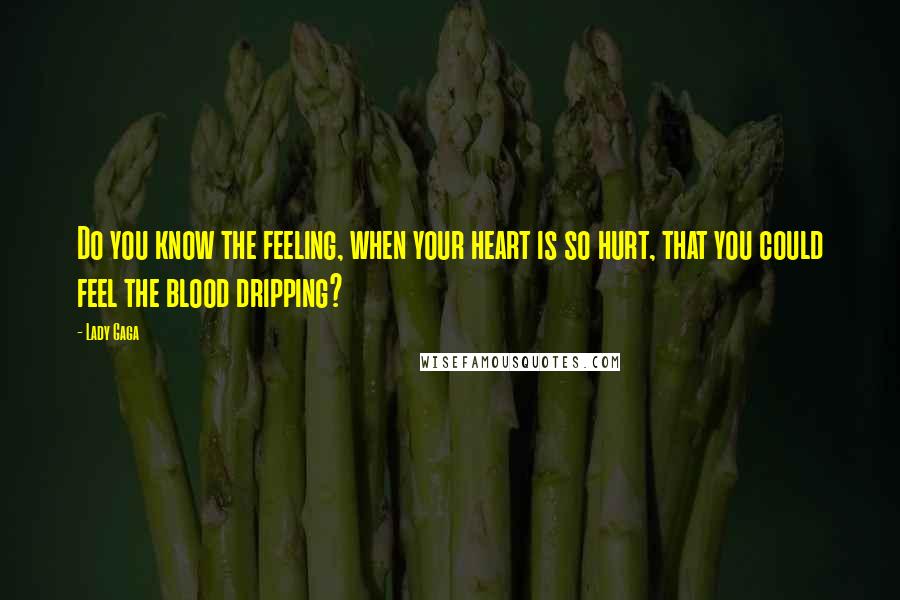 Lady Gaga Quotes: Do you know the feeling, when your heart is so hurt, that you could feel the blood dripping?