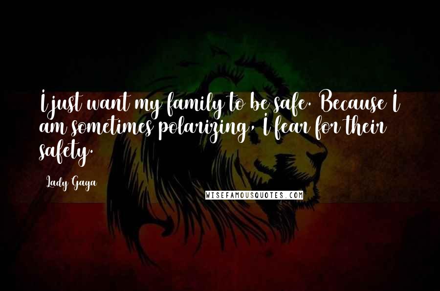 Lady Gaga Quotes: I just want my family to be safe. Because I am sometimes polarizing, I fear for their safety.