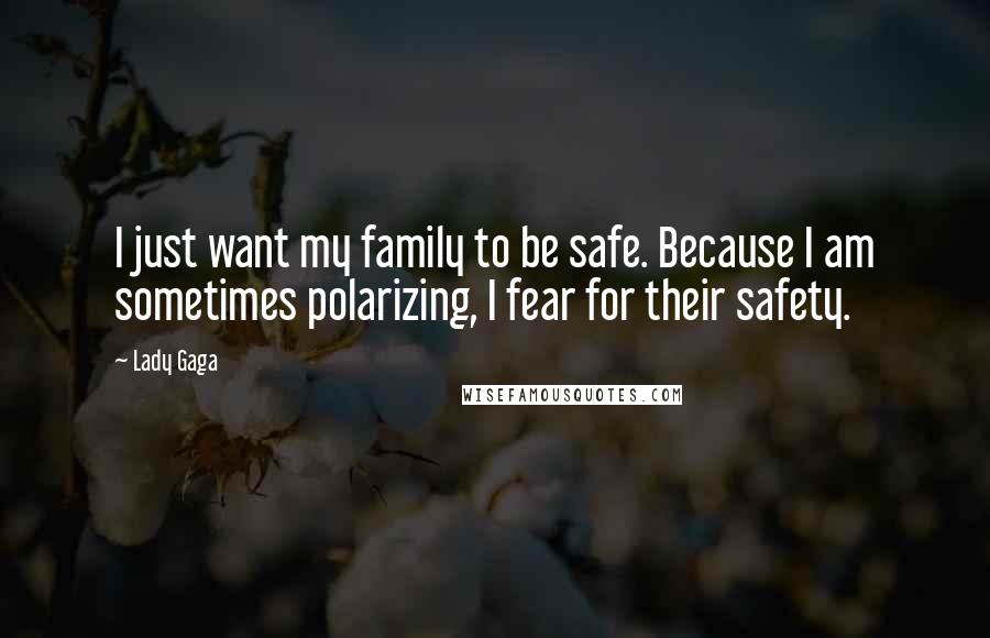 Lady Gaga Quotes: I just want my family to be safe. Because I am sometimes polarizing, I fear for their safety.