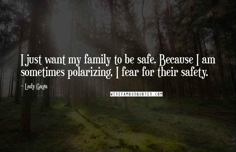 Lady Gaga Quotes: I just want my family to be safe. Because I am sometimes polarizing, I fear for their safety.