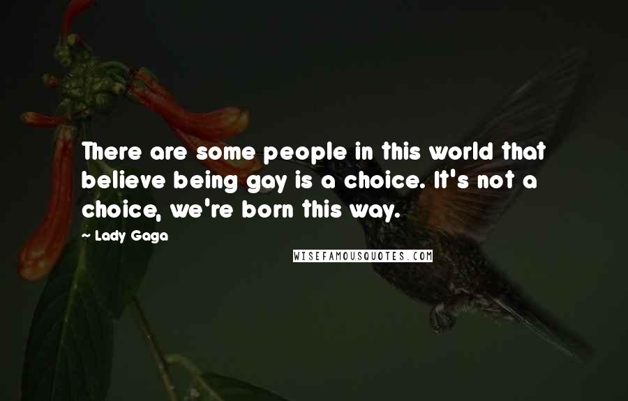 Lady Gaga Quotes: There are some people in this world that believe being gay is a choice. It's not a choice, we're born this way.