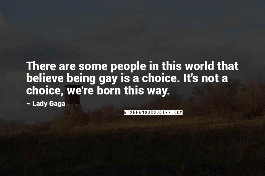 Lady Gaga Quotes: There are some people in this world that believe being gay is a choice. It's not a choice, we're born this way.