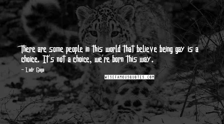 Lady Gaga Quotes: There are some people in this world that believe being gay is a choice. It's not a choice, we're born this way.