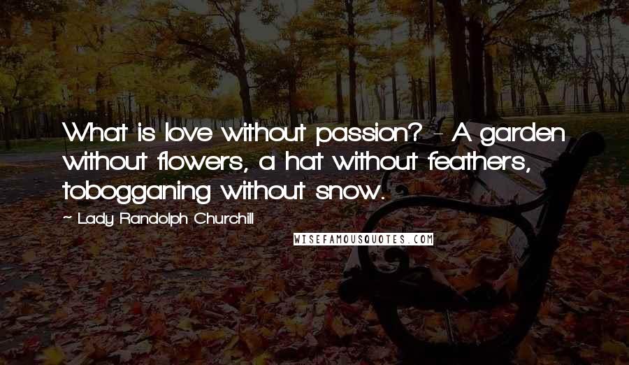 Lady Randolph Churchill Quotes: What is love without passion? - A garden without flowers, a hat without feathers, tobogganing without snow.