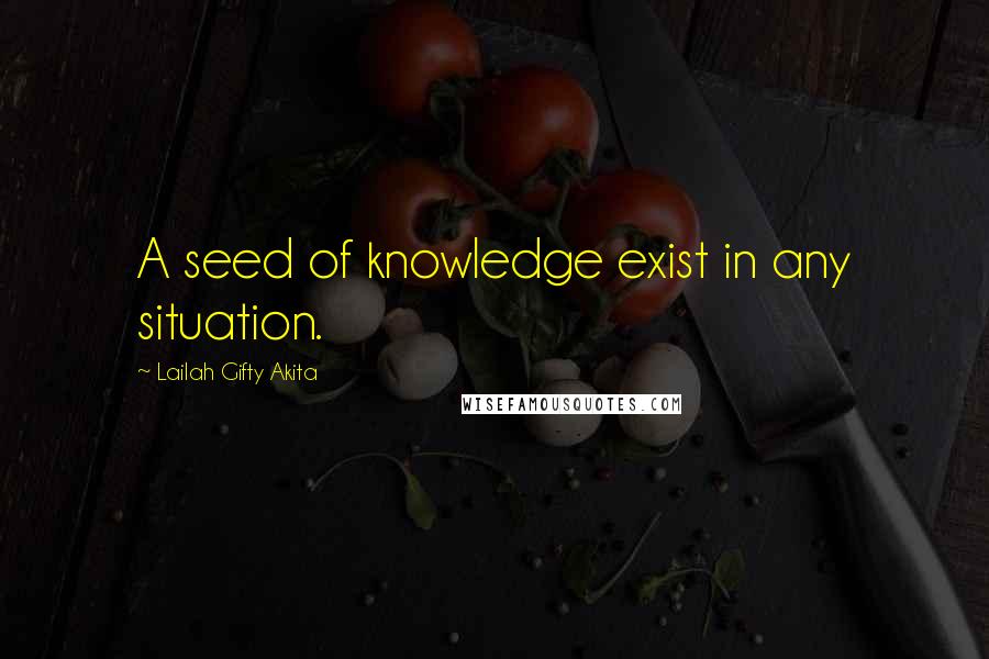 Lailah Gifty Akita Quotes: A seed of knowledge exist in any situation.