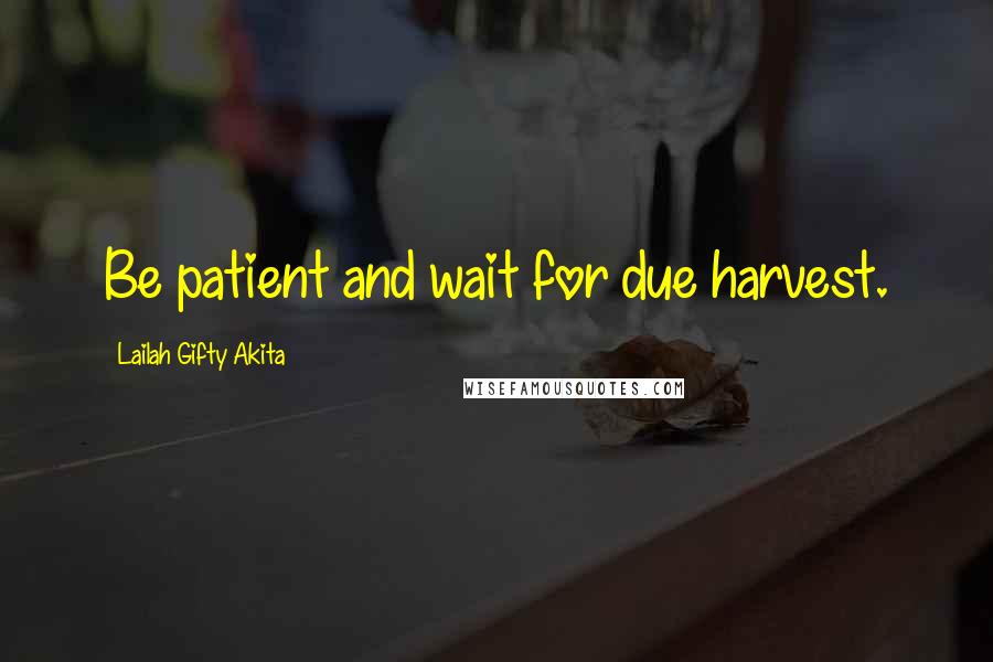Lailah Gifty Akita Quotes: Be patient and wait for due harvest.