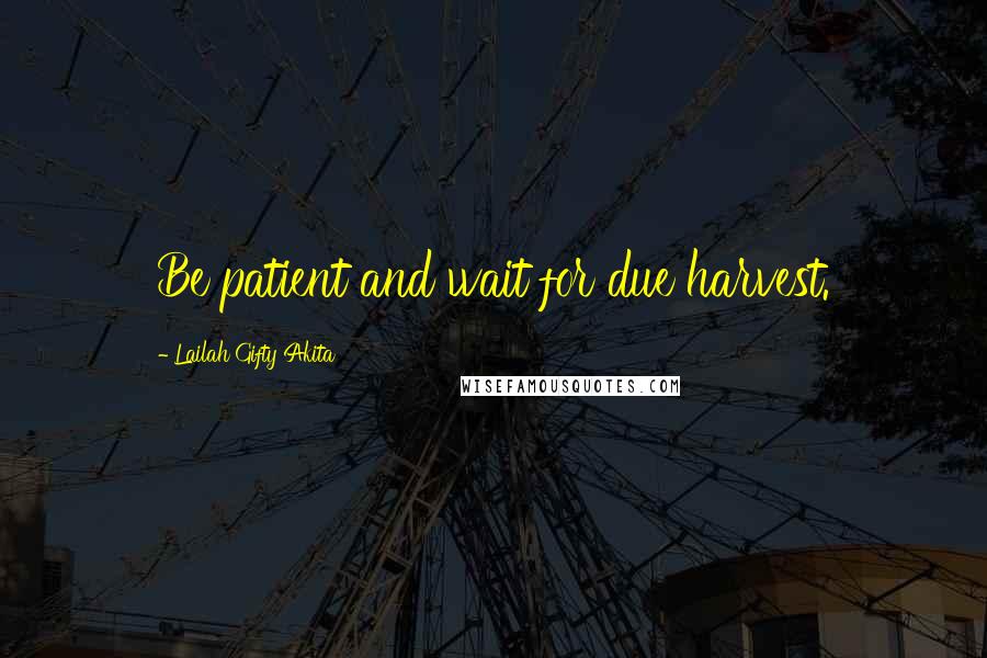 Lailah Gifty Akita Quotes: Be patient and wait for due harvest.