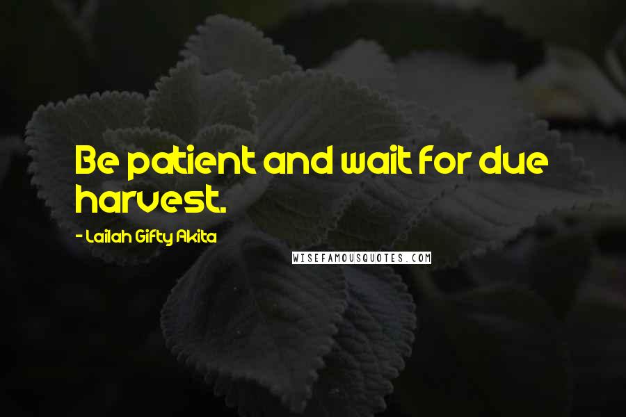 Lailah Gifty Akita Quotes: Be patient and wait for due harvest.