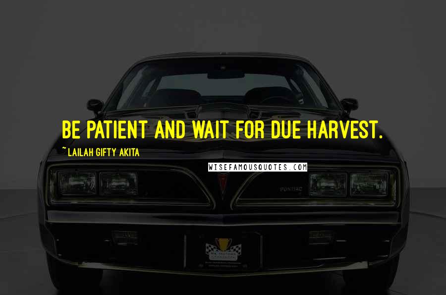 Lailah Gifty Akita Quotes: Be patient and wait for due harvest.