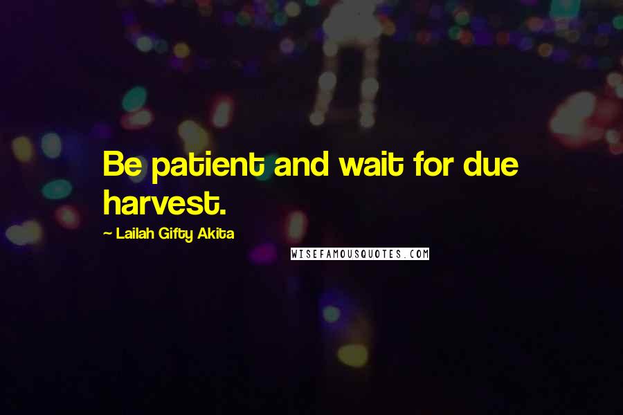 Lailah Gifty Akita Quotes: Be patient and wait for due harvest.