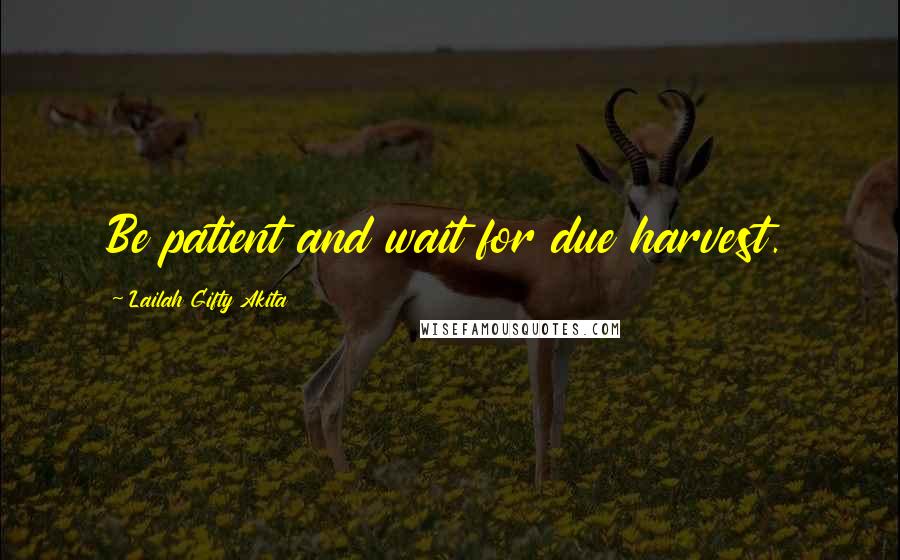 Lailah Gifty Akita Quotes: Be patient and wait for due harvest.