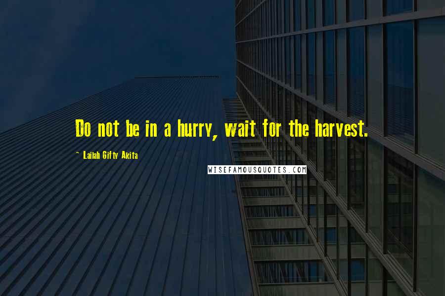 Lailah Gifty Akita Quotes: Do not be in a hurry, wait for the harvest.