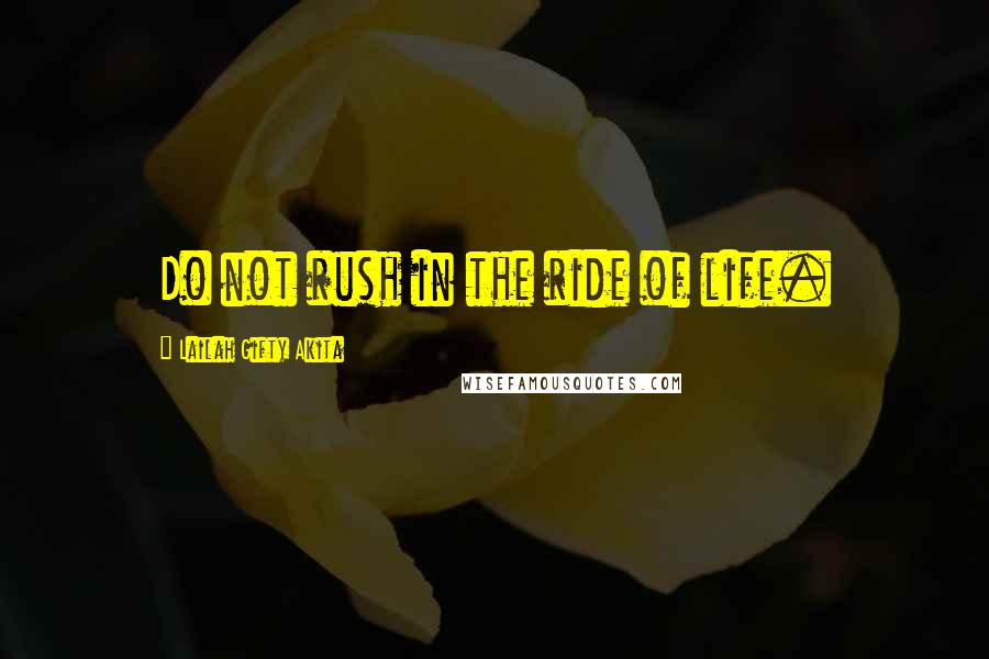 Lailah Gifty Akita Quotes: Do not rush in the ride of life.
