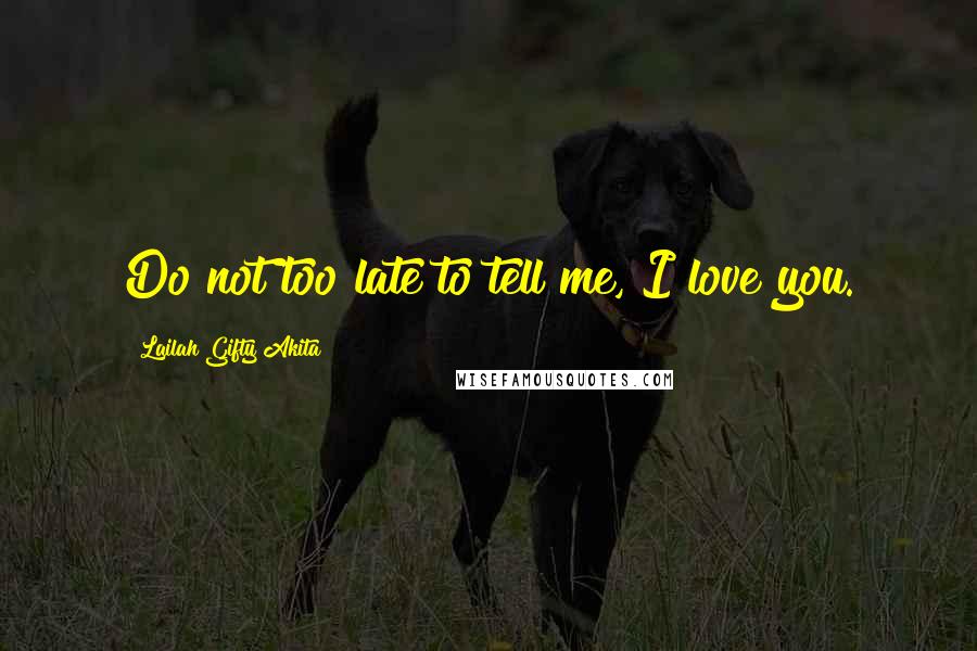 Lailah Gifty Akita Quotes: Do not too late to tell me, I love you.