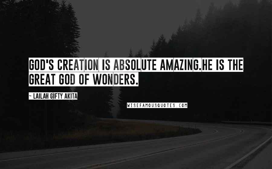 Lailah Gifty Akita Quotes: God's creation is absolute amazing.He is the great God of wonders.