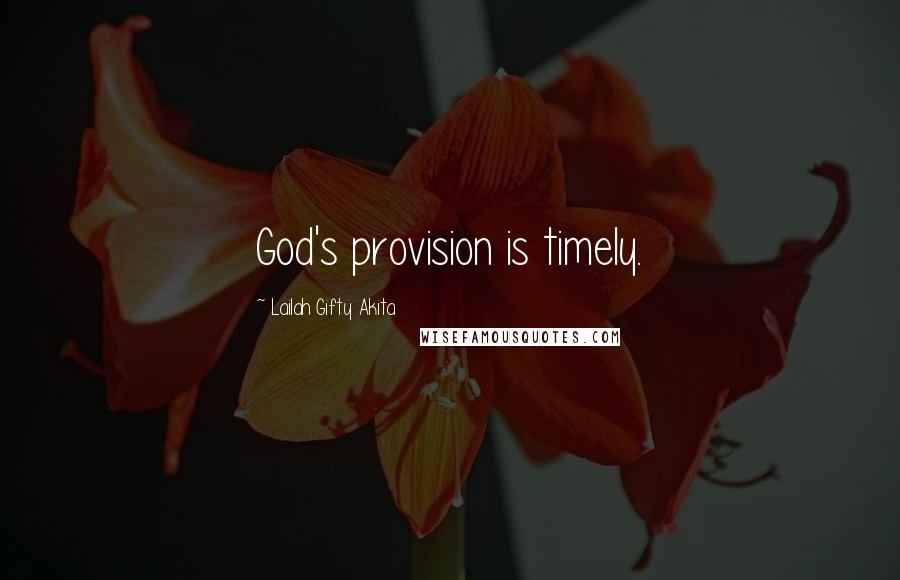 Lailah Gifty Akita Quotes: God's provision is timely.