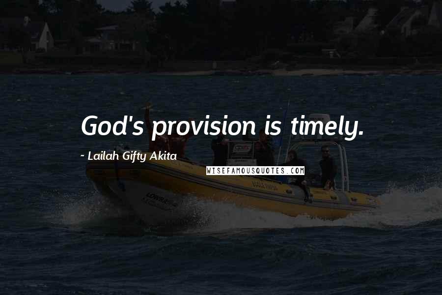 Lailah Gifty Akita Quotes: God's provision is timely.