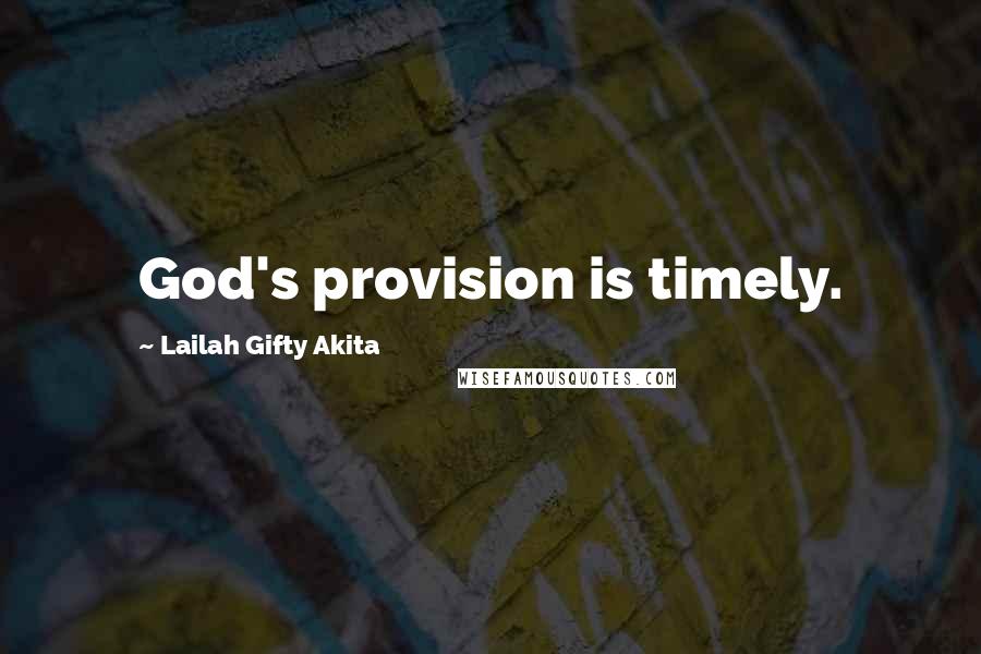 Lailah Gifty Akita Quotes: God's provision is timely.