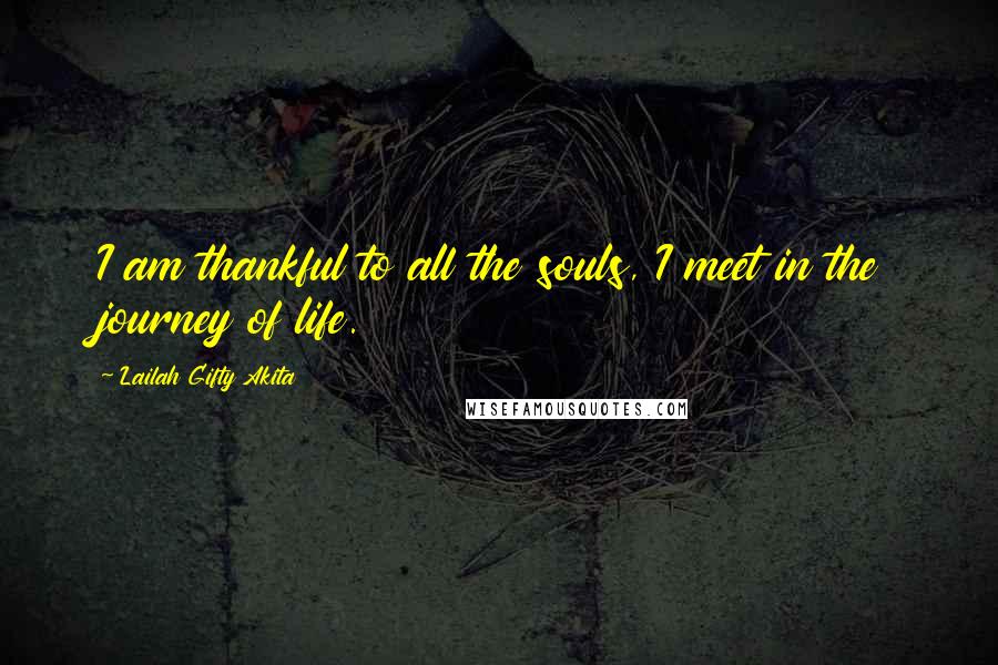 Lailah Gifty Akita Quotes: I am thankful to all the souls, I meet in the journey of life.